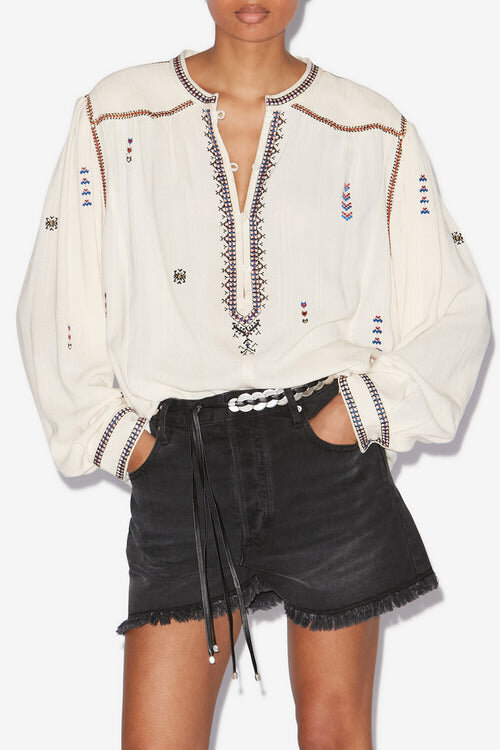 Pelson Embroidered Gauze Blouse Pelson Embroidered Gauze Blouse