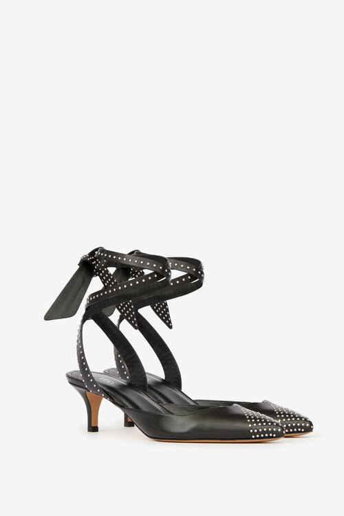 Pilvee High-Heeled Slingback Pumps in Studded Calfskin Leather Pilvee High-Heeled Slingback Pumps in Studded Calfskin Leather