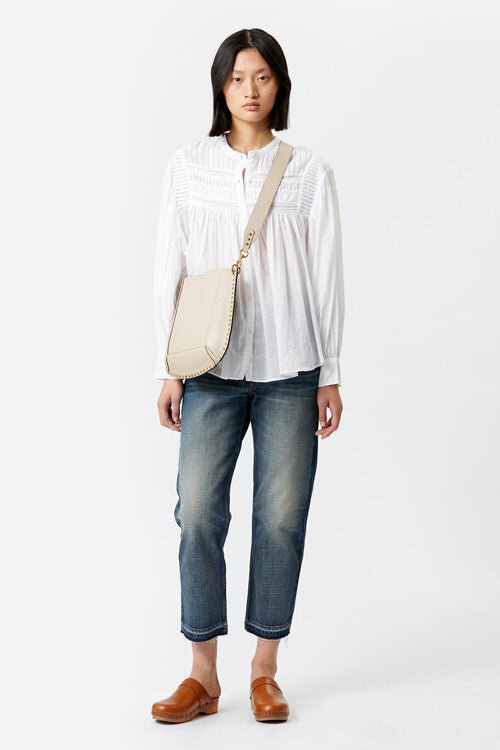 Plalia Blouse in Gathered Plain-Colored Cotton Voile Plalia Blouse in Gathered Plain-Colored Cotton Voile