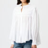 Plalia Blouse in Gathered Plain-Colored Cotton Voile Plalia Blouse in Gathered Plain-Colored Cotton Voile
