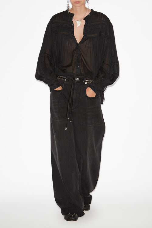 Plalia Gathered Cotton Voile Blouse Plalia Gathered Cotton Voile Blouse