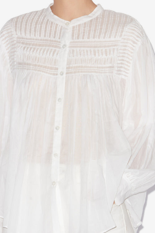 Plalia Gathered Cotton Voile Blouse Plalia Gathered Cotton Voile Blouse