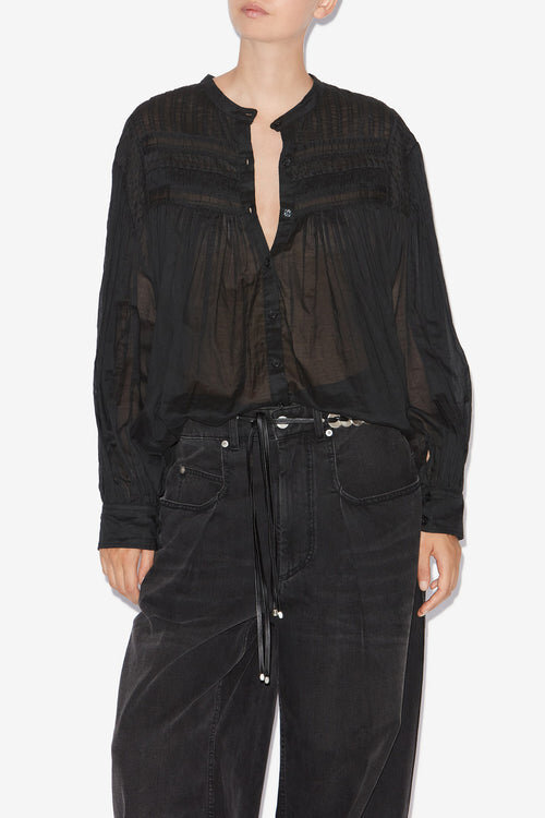 Plalia Gathered Cotton Voile Blouse Plalia Gathered Cotton Voile Blouse
