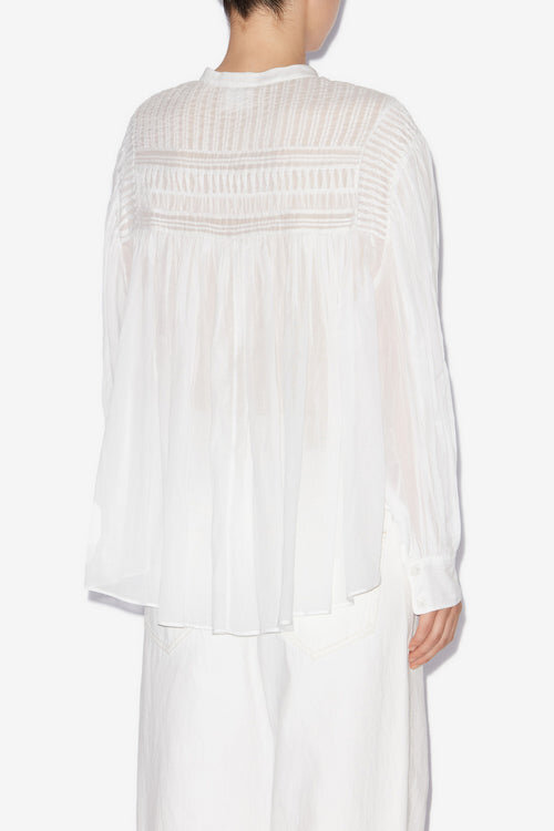 Plalia Gathered Cotton Voile Blouse Plalia Gathered Cotton Voile Blouse