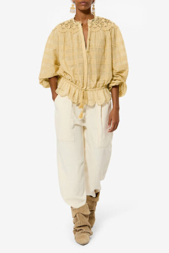 Polly Cotton and Floral Lace Blouse Polly Cotton and Floral Lace Blouse