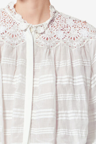 Polly Cotton and Floral Lace Blouse Polly Cotton and Floral Lace Blouse