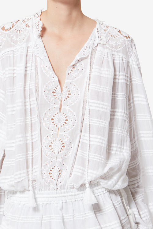 Preya Short Ruffled Cotton and Floral Lace Dress Preya Short Ruffled Cotton and Floral Lace Dress