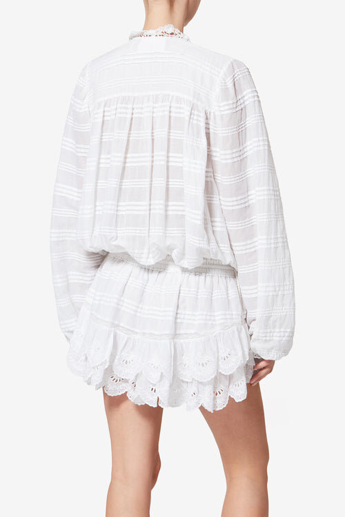 Preya Short Ruffled Cotton and Floral Lace Dress Preya Short Ruffled Cotton and Floral Lace Dress
