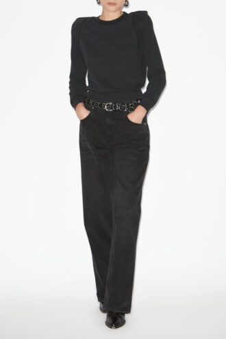 Prissa Cotton Sweatshirt with Structured Shoulders Prissa Cotton Sweatshirt with Structured Shoulders