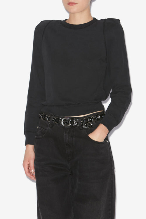 Prissa Cotton Sweatshirt with Structured Shoulders Prissa Cotton Sweatshirt with Structured Shoulders
