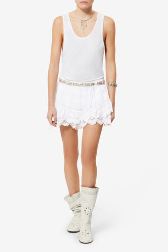 Puria Short Ruffled Cotton and Floral Lace Skort Puria Short Ruffled Cotton and Floral Lace Skort