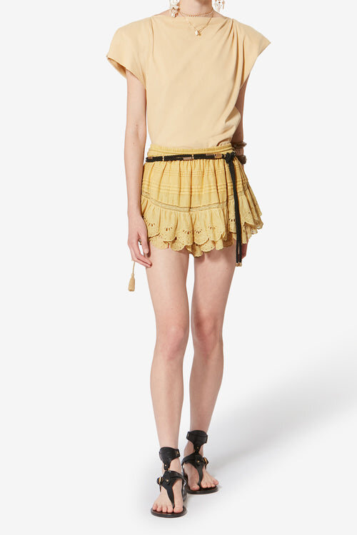 Puria Short Ruffled Cotton and Floral Lace Skort Puria Short Ruffled Cotton and Floral Lace Skort