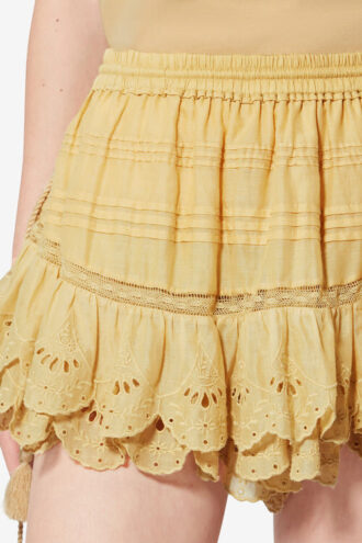 Puria Short Ruffled Cotton and Floral Lace Skort Puria Short Ruffled Cotton and Floral Lace Skort