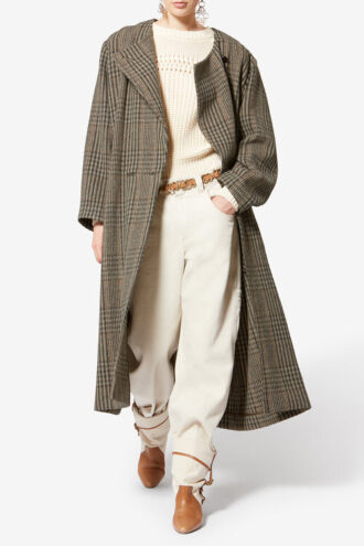 Renée Long Prince-Of-Wales Check Virgin Wool Coat