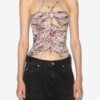 Revon Strappy Gathered Printed Silk Top Revon Strappy Gathered Printed Silk Top