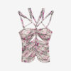 Revon Strappy Gathered Printed Silk Top Revon Strappy Gathered Printed Silk Top
