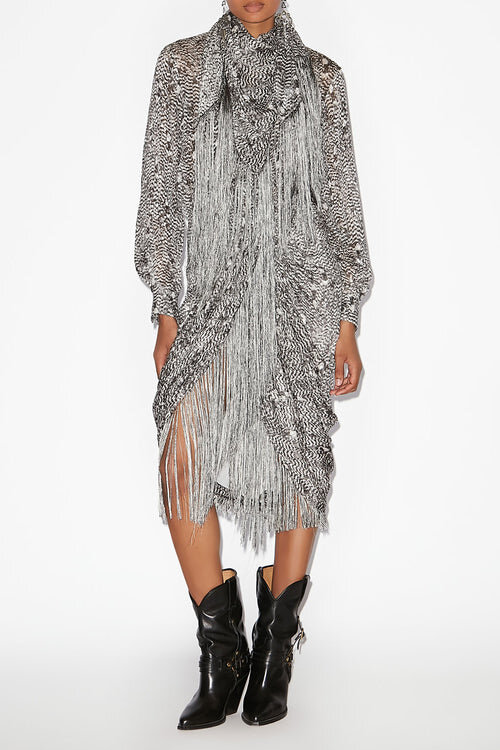 Roany Draped Skirt in Fringed Burnout Velvet Roany Draped Skirt in Fringed Burnout Velvet