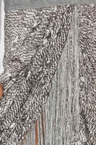 Roany Draped Skirt in Fringed Burnout Velvet