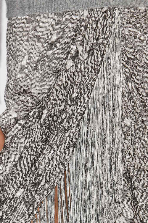 Roany Draped Skirt in Fringed Burnout Velvet Roany Draped Skirt in Fringed Burnout Velvet