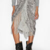 Roany Draped Skirt in Fringed Burnout Velvet Roany Draped Skirt in Fringed Burnout Velvet