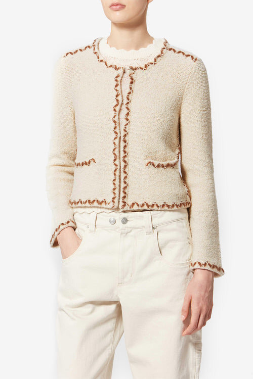 Rochelle Merinos Wool Tweed Cardigan Rochelle Merinos Wool Tweed Cardigan