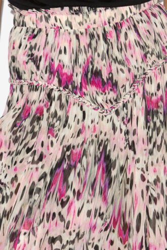 Rolande Gathered Printed Silk Skirt