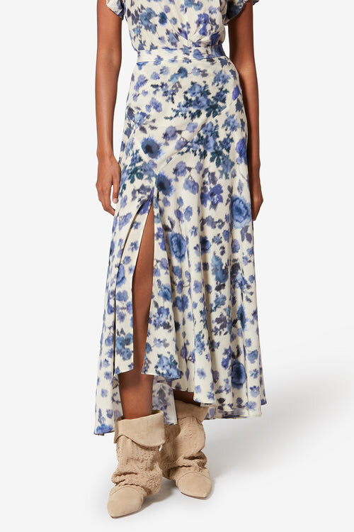 Sakura Long Printed Stretch Silk Skirt Sakura Long Printed Stretch Silk Skirt