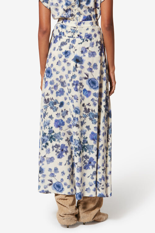 Sakura Long Printed Stretch Silk Skirt Sakura Long Printed Stretch Silk Skirt