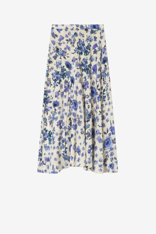 Sakura Long Printed Stretch Silk Skirt Sakura Long Printed Stretch Silk Skirt