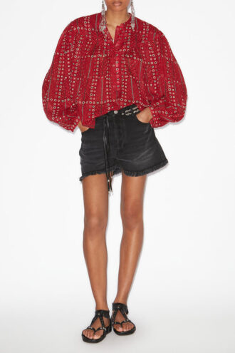 Salika Printed and Gathered Cotton Voile Blouse Salika Printed and Gathered Cotton Voile Blouse
