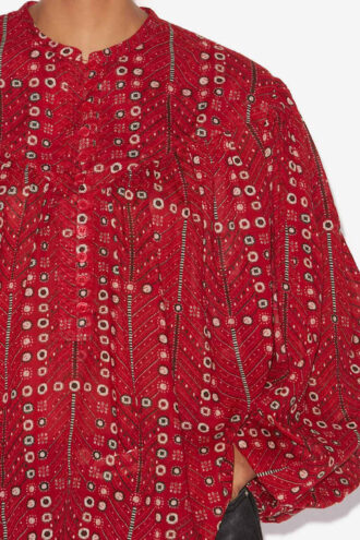 Salika Printed and Gathered Cotton Voile Blouse Salika Printed and Gathered Cotton Voile Blouse