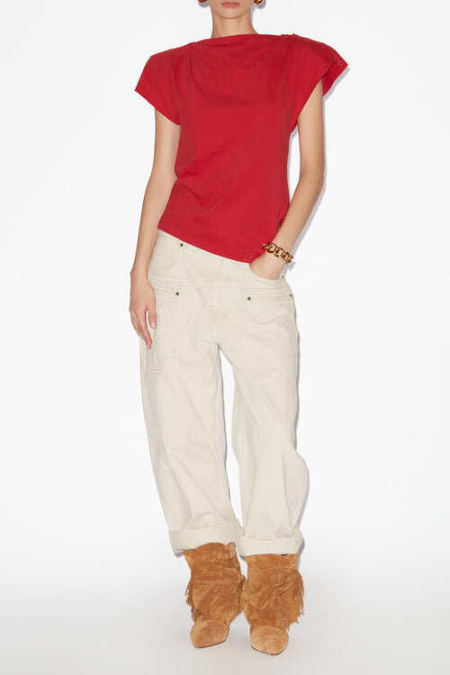 Sebani Asymmetrical Plain-Colored Cotton T-Shirt Sebani Asymmetrical Plain-Colored Cotton T-Shirt