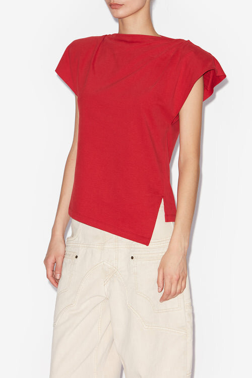 Sebani Asymmetrical Plain-Colored Cotton T-Shirt Sebani Asymmetrical Plain-Colored Cotton T-Shirt