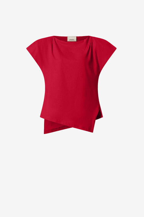 Sebani Asymmetrical Plain-Colored Cotton T-Shirt Sebani Asymmetrical Plain-Colored Cotton T-Shirt