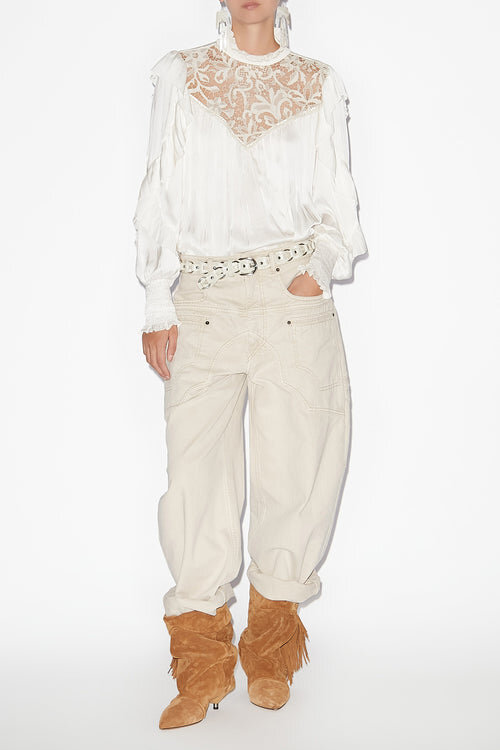 Seila Flowing Blouse with Lace and Ruffles Seila Flowing Blouse with Lace and Ruffles