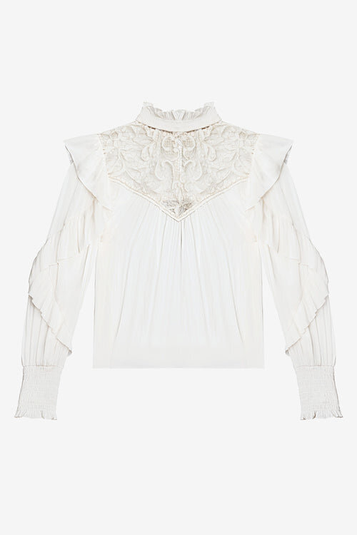 Seila Flowing Blouse with Lace and Ruffles Seila Flowing Blouse with Lace and Ruffles