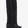 Selize Flat-Heeled Thigh Boots in Suede Calfskin Leather Selize Flat-Heeled Thigh Boots in Suede Calfskin Leather