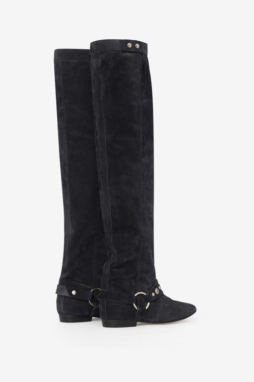Selize Flat-Heeled Thigh Boots in Suede Calfskin Leather Selize Flat-Heeled Thigh Boots in Suede Calfskin Leather