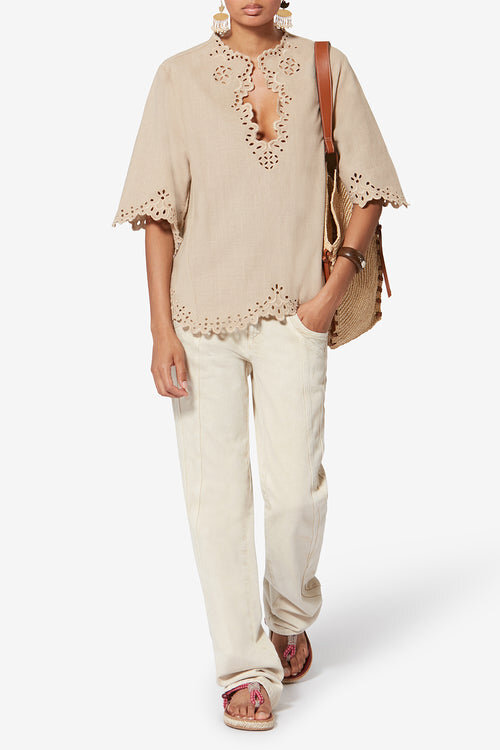 Shana Tunic Style Openwork Cotton Top Shana Tunic Style Openwork Cotton Top
