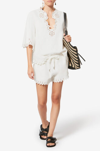 Shana Tunic Style Openwork Cotton Top Shana Tunic Style Openwork Cotton Top