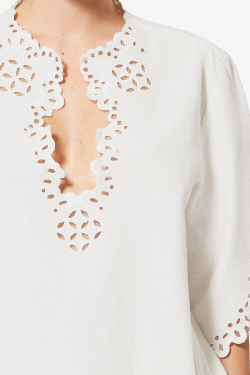 Shana Tunic Style Openwork Cotton Top Shana Tunic Style Openwork Cotton Top