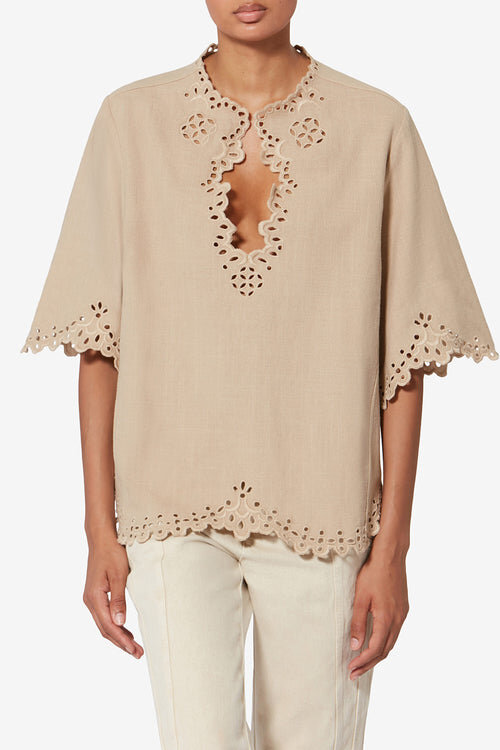 Shana Tunic Style Openwork Cotton Top Shana Tunic Style Openwork Cotton Top