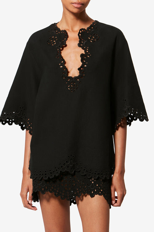 Shana Tunic Style Openwork Cotton Top Shana Tunic Style Openwork Cotton Top