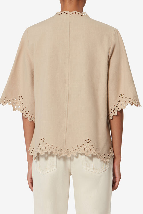 Shana Tunic Style Openwork Cotton Top Shana Tunic Style Openwork Cotton Top