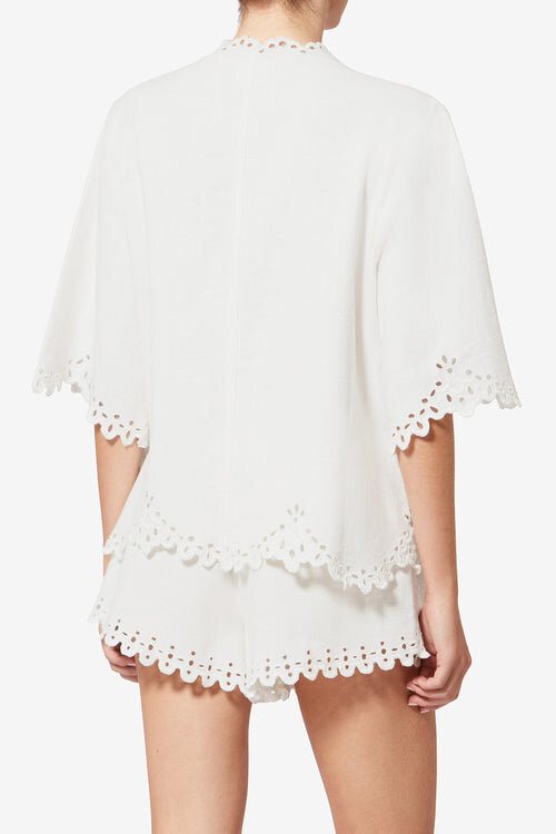 Shana Tunic Style Openwork Cotton Top Shana Tunic Style Openwork Cotton Top