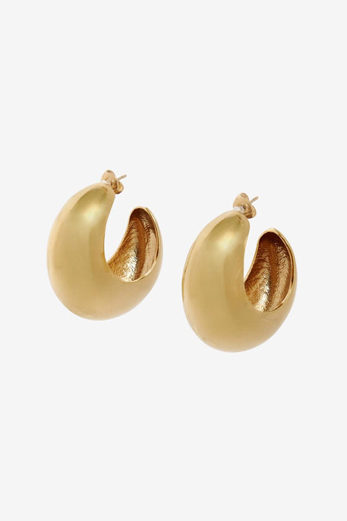 Shiny Crescent Domed Hoop Earrings Shiny Crescent Domed Hoop Earrings