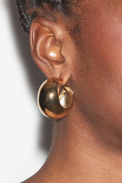 Shiny Crescent Domed Hoop Earrings Shiny Crescent Domed Hoop Earrings