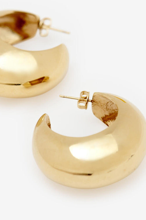 Shiny Crescent Domed Hoop Earrings Shiny Crescent Domed Hoop Earrings