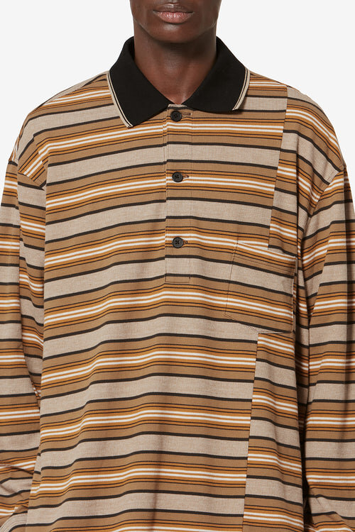 Sorel Long-Sleeve Striped Piqué Cotton Polo Shirt Sorel Long-Sleeve Striped Piqué Cotton Polo Shirt