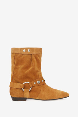 Stania Flat-Heeled Boots in Suede Calfskin Leather Stania Flat-Heeled Boots in Suede Calfskin Leather